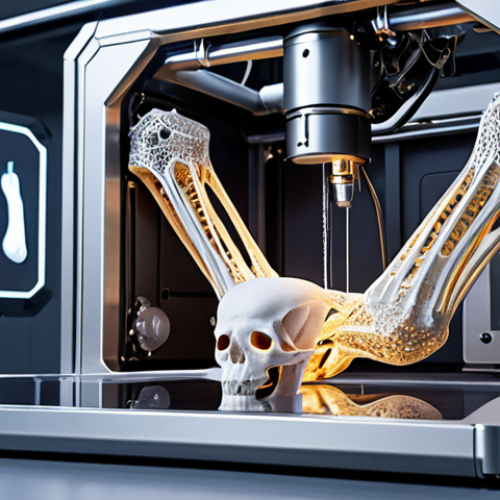 Home 15 **Prompt:** A futuristic, high-tech laboratory scene showcasing the revolution of metal additive manufacturing. In the foreground, an intricate, lightweight metallic structure, resembling a biological bone or a complex aerospace part, is emerging from a sleek, glowing 3D metal printer. Surrounding elements include detailed medical implants (like a titanium hip joint) and components with subtle glowing veins, symbolizing self-healing properties of smart metals. The overall atmosphere should be precise, innovative, and visually stunning, emphasizing the transformation of raw metal powder into functional, complex masterpieces.