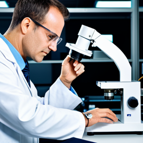 Home 8 A highly skilled adult professional materials engineer, fully clothed in a lab coat over modest business attire, intently examining a metal alloy sample under a sophisticated scanning electron microscope in a modern, well-lit metallurgical laboratory. The lab background features shelves with various advanced materials, testing equipment, and industrial diagrams. The image should convey a sense of scientific innovation and precision.
* **Quality Modifiers:** professional photography, cinematic lighting, high resolution, hyperdetailed, perfect anatomy, correct proportions, natural pose, well-formed hands, proper finger count, natural body proportions.
* **Safety Modifiers:** safe for work, appropriate content, fully clothed, professional dress, modest clothing.